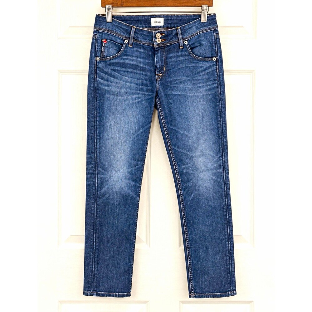 Hudson Women’s Skinny Mid Rise Medium Wash Stretch Ankle Blue Denim Jeans